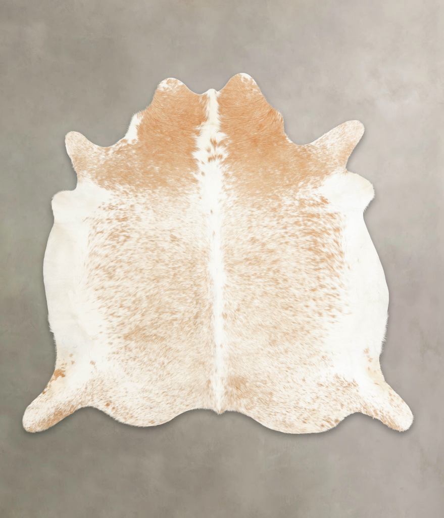 Beige and White X-Large Brazilian Cowhide Rug 6'10"H x 7'3"W #B1754 by Hudson Hides