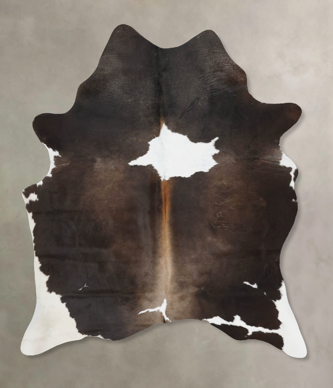 Chocolate and White Large Brazilian Cowhide Rug 6'4"H x 5'2"W #B17547 