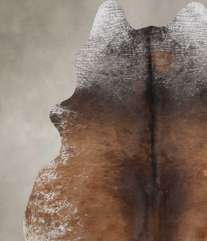 Salt and Pepper Brown X-Large Brazilian Cowhide Rug 7'8"H x 5'11"W #B17552 by Hudson Hides