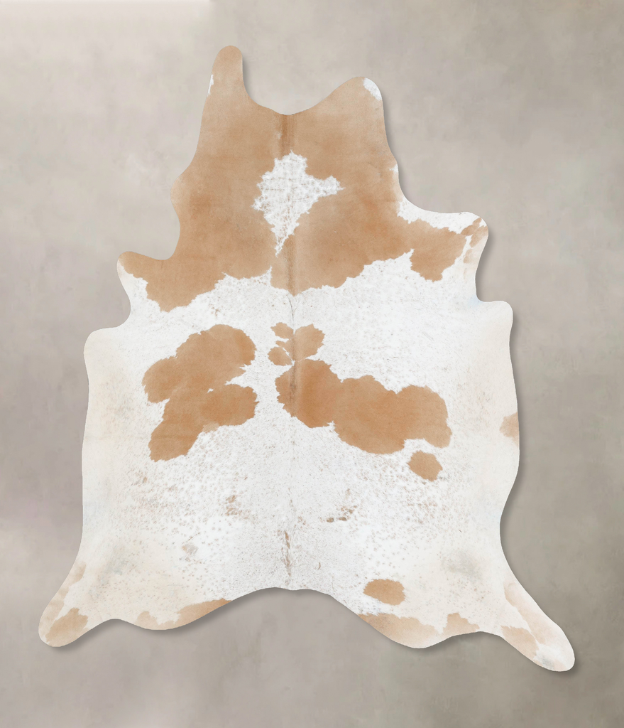 Beige and White XX-Large Brazilian Cowhide Rug 8'0"H x 7'0"W #B17559 by Hudson Hides