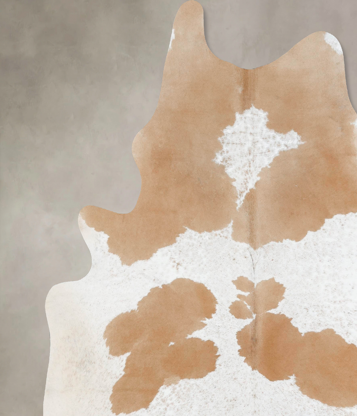 Beige and White XX-Large Brazilian Cowhide Rug 8'0"H x 7'0"W #B17559 by Hudson Hides