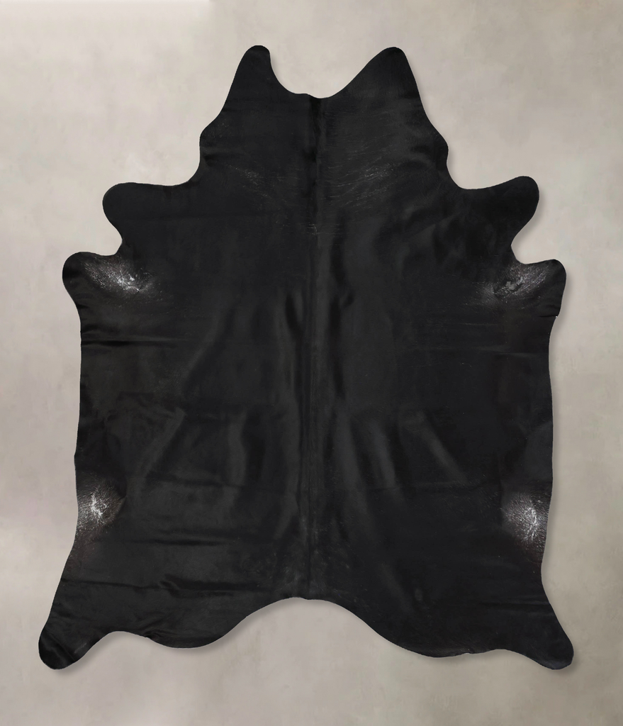 Solid Black XX-Large Brazilian Cowhide Rug 8'1"H x 6'7"W #B17570 by Hudson Hides