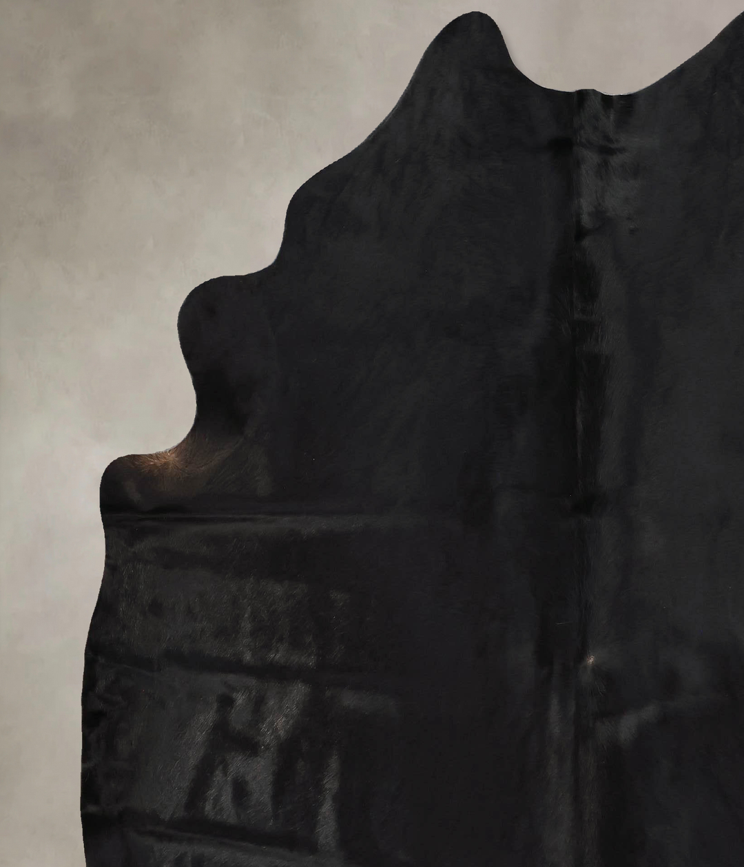 Solid Black X-Large Brazilian Cowhide Rug 7'3"H x 6'5"W #B17576 by Hud