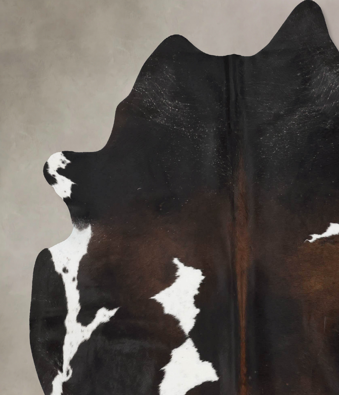 Chocolate and White X-Large Brazilian Cowhide Rug 7'6"H x 6'7"W #B1758