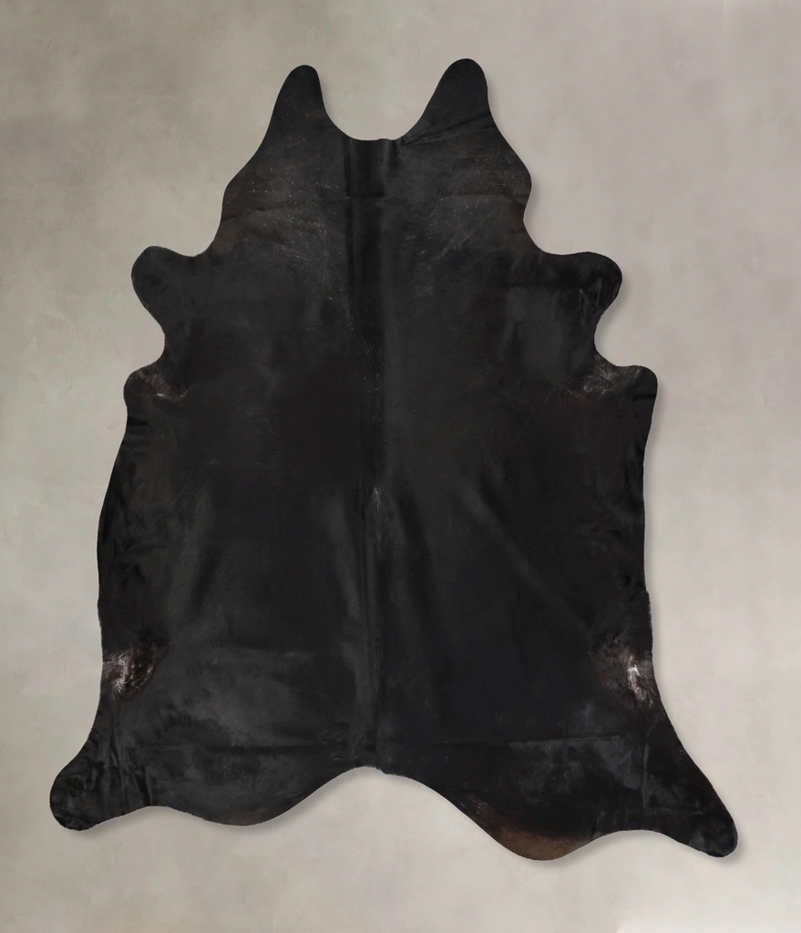 Solid Black XX-Large Brazilian Cowhide Rug 8'1"H x 7'5"W #B17599 by Hudson Hides