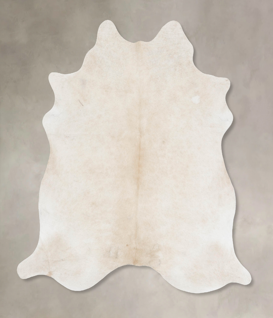 Ivory with Beige X-Large Brazilian Cowhide Rug 7'1"H x 6'0"W #B17604 by Hudson Hides