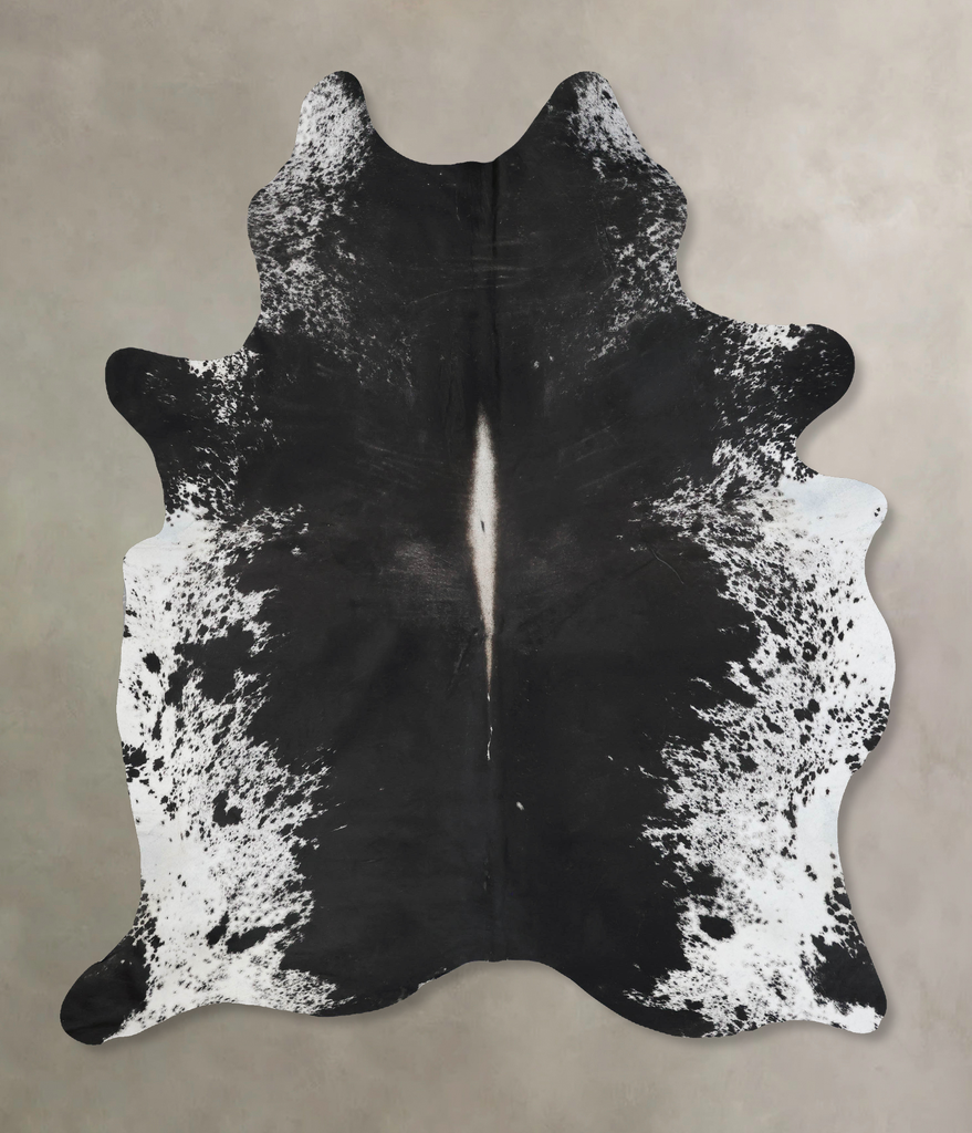 Salt and Pepper Black XX-Large Brazilian Cowhide Rug 8'9"H x 6'8"W #B17611 by Hudson Hides
