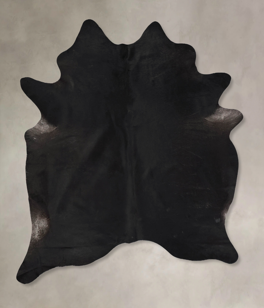 Solid Black XX-Large Brazilian Cowhide Rug 8'1"H x 6'3"W #B17653 by Hudson Hides