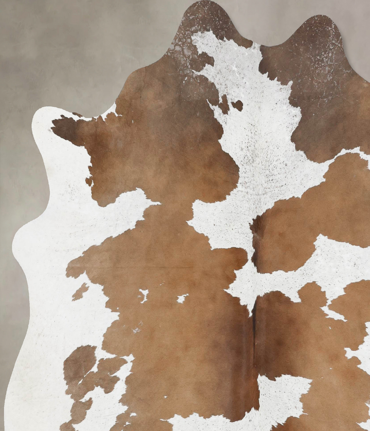 Beige and White X-Large Brazilian Cowhide Rug 7'3"H x 6'6"W #B17665 by Hudson Hides