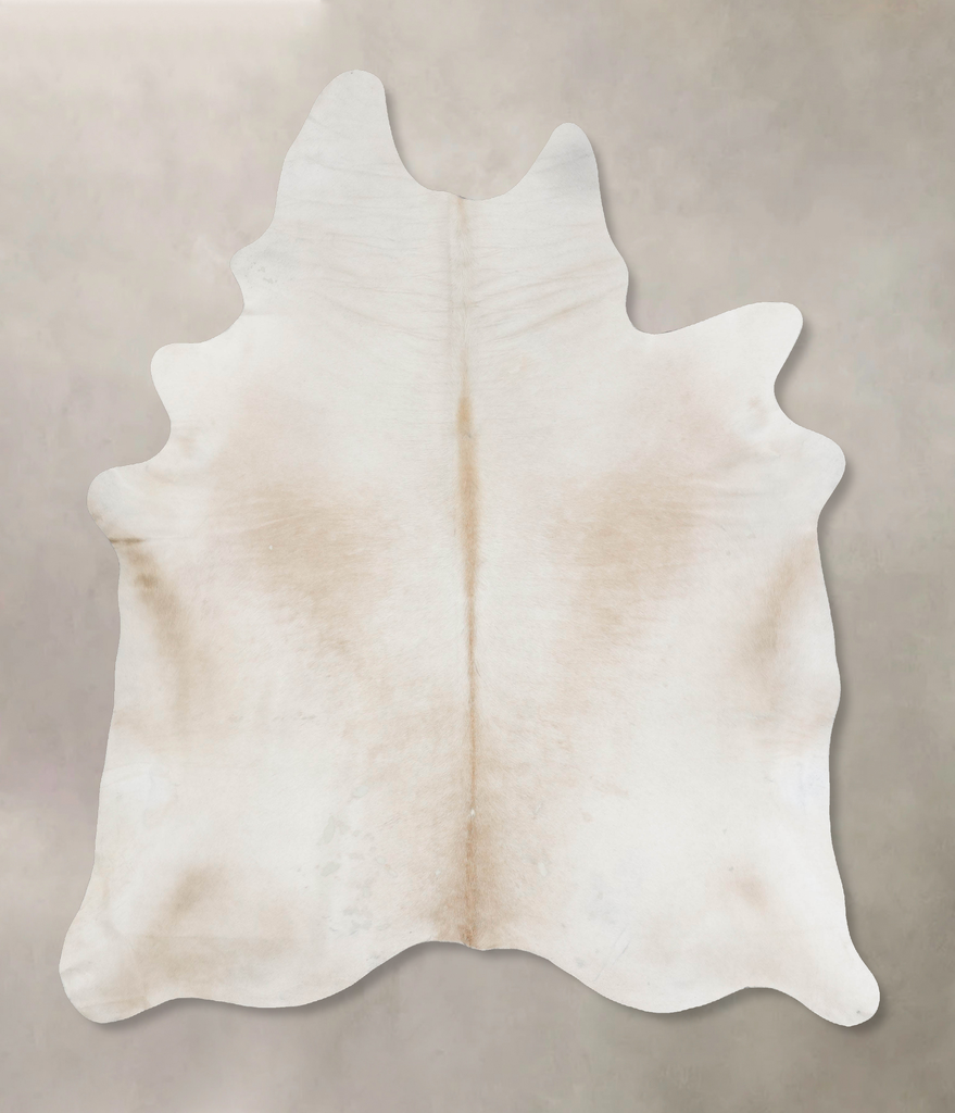 Ivory with Beige XX-Large Brazilian Cowhide Rug 8'9"H x 6'11"W #B17668 by Hudson Hides