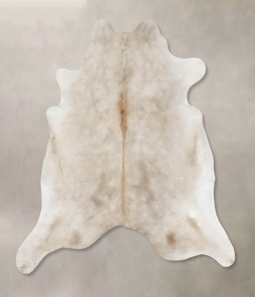 Ivory with Beige X-Large Brazilian Cowhide Rug 6'10"H x 6'8"W #B17693 by Hudson Hides