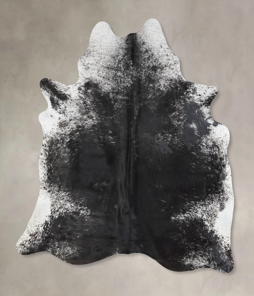 Salt and Pepper Black XX-Large Brazilian Cowhide Rug 8'1"H x 6'4"W #B17703 by Hudson Hides