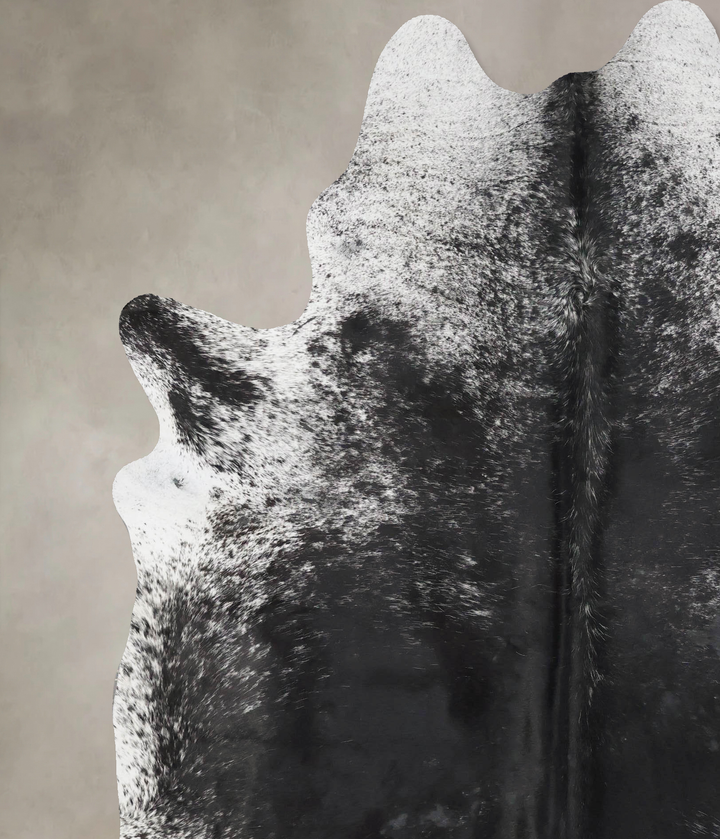 Salt and Pepper Black XX-Large Brazilian Cowhide Rug 8'1"H x 6'4"W #B17703 by Hudson Hides