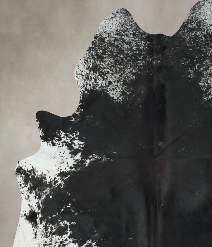 Salt and Pepper Black X-Large Brazilian Cowhide Rug 7'2"H x 6'0"W #B17708 by Hudson Hides