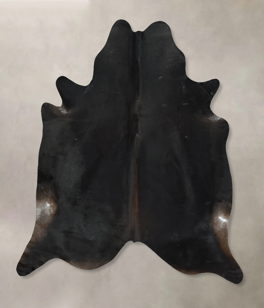 Solid Black X-Large Brazilian Cowhide Rug 7'4"H x 6'7"W #B17718 by Hudson Hides