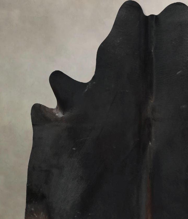 Solid Black X-Large Brazilian Cowhide Rug 7'4"H x 6'7"W #B17718 by Hudson Hides