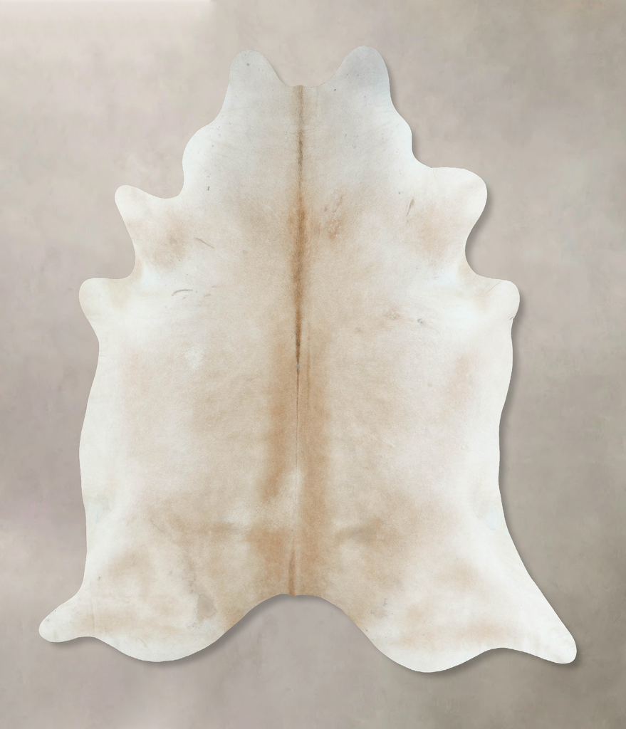 Ivory with Beige XX-Large Brazilian Cowhide Rug 8'3"H x 7'6"W #B17720 by Hudson Hides