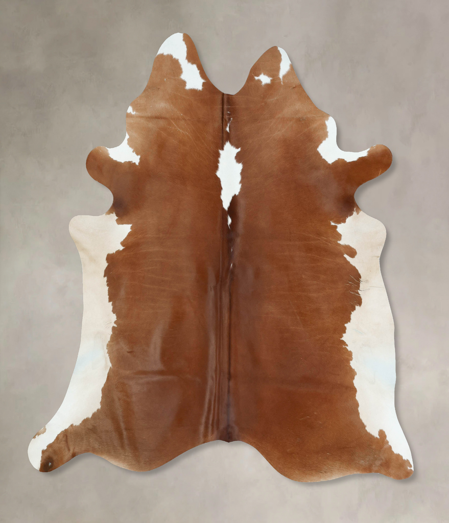 Brown and White Regular XX-Large Brazilian Cowhide Rug 7'8"H x 7'3"W #B17727 by Hudson Hides