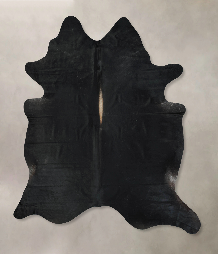 Solid Black XX-Large Brazilian Cowhide Rug 8'9"H x 7'9"W #B17744 by Hudson Hides