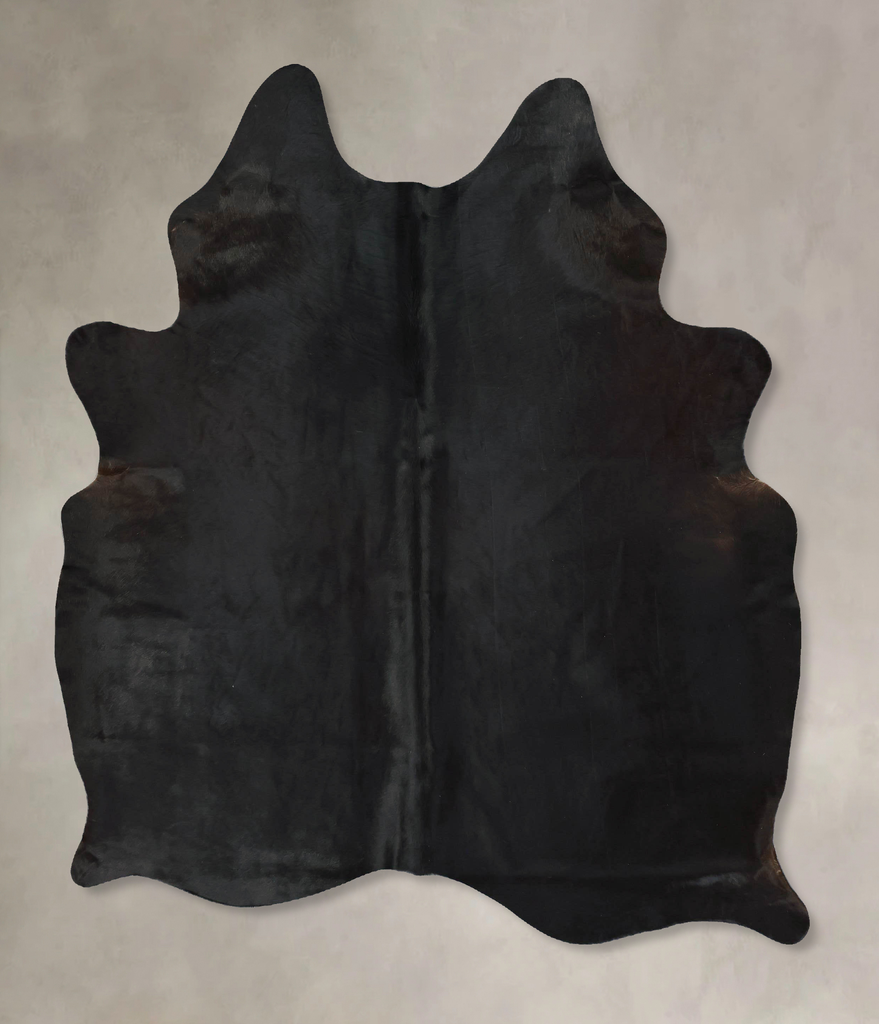 Solid Black Large Brazilian Cowhide Rug 6'9"H x 5'7"W #B17754 by Hudson Hides