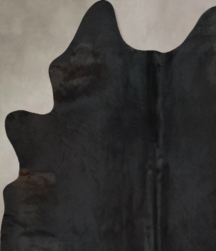 Solid Black Large Brazilian Cowhide Rug 6'9"H x 5'7"W #B17754 by Hudson Hides
