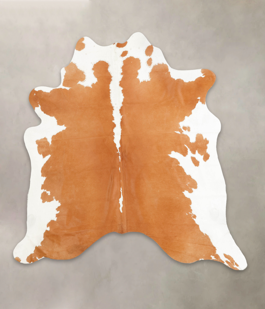 Beige and White XX-Large Brazilian Cowhide Rug 7'6"H x 7'2"W #B1776 by Hudson Hides