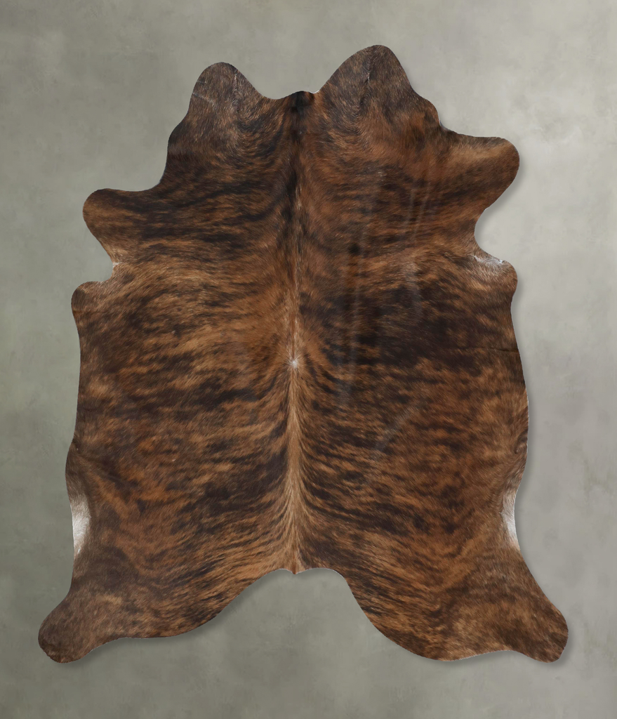 Dark Brindle Large Brazilian Cowhide Rug 6'4"H x 5'11"W #B17854 by Hudson Hides