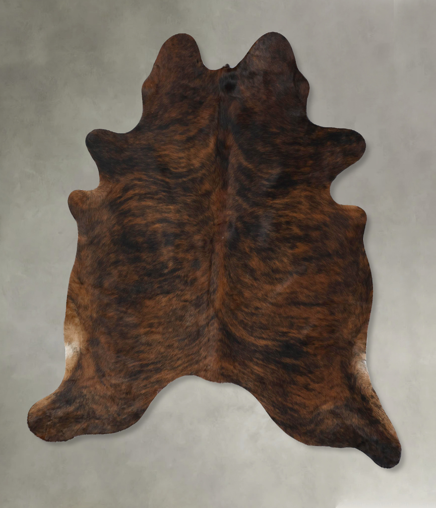 Dark Brindle Large Brazilian Cowhide Rug 6'9"H x 5'11"W #B17905 by Hudson Hides