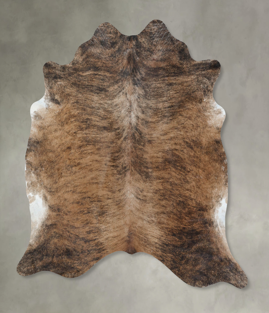 Medium Brindle XX-Large Brazilian Cowhide Rug 7'8"H x 7'2"W #B17989 by Hudson Hides