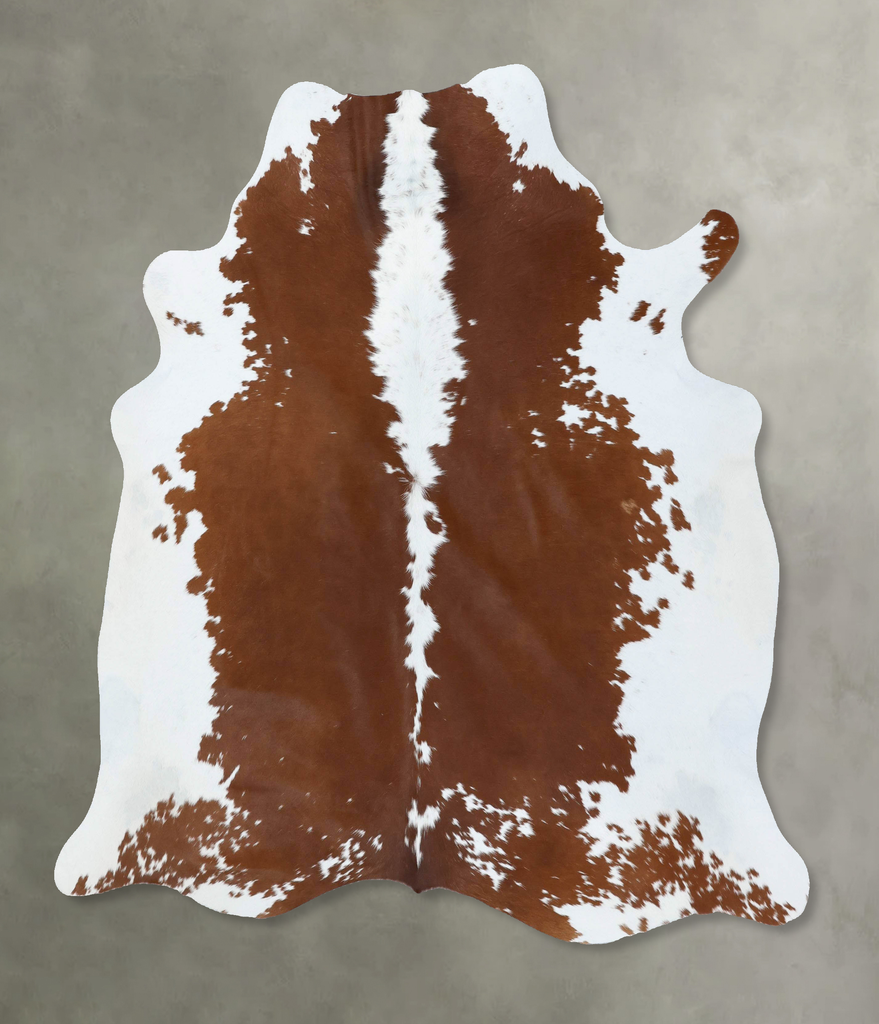 Brown and White Regular X-Large Brazilian Cowhide Rug 7'0"H x 6'5"W #B18019 by Hudson Hides