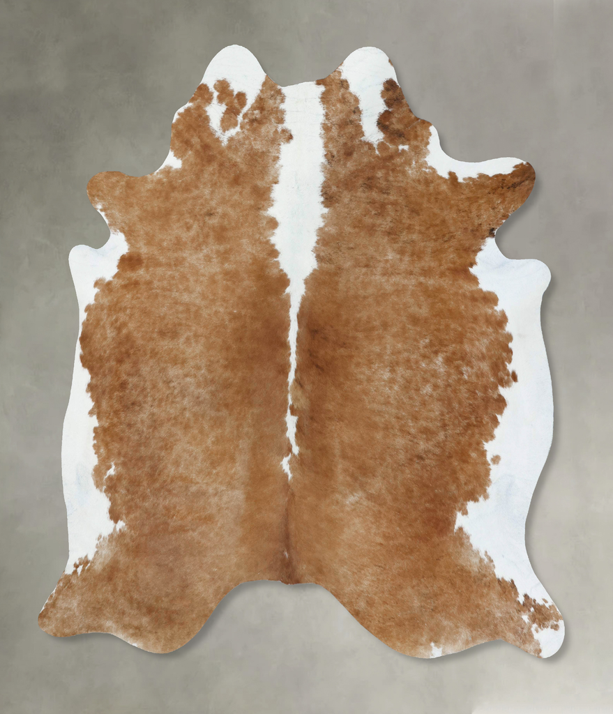 Beige and White XX-Large Brazilian Cowhide Rug 7'8"H x 7'1"W #B18032 by Hudson Hides