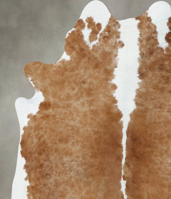Beige and White XX-Large Brazilian Cowhide Rug 7'8"H x 7'1"W #B18032 by Hudson Hides