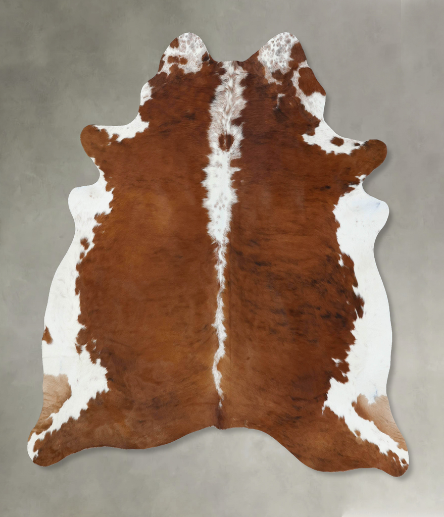 Brown and White Regular X-Large Brazilian Cowhide Rug 7'4"H x 6'6"W #B18036 by Hudson Hides