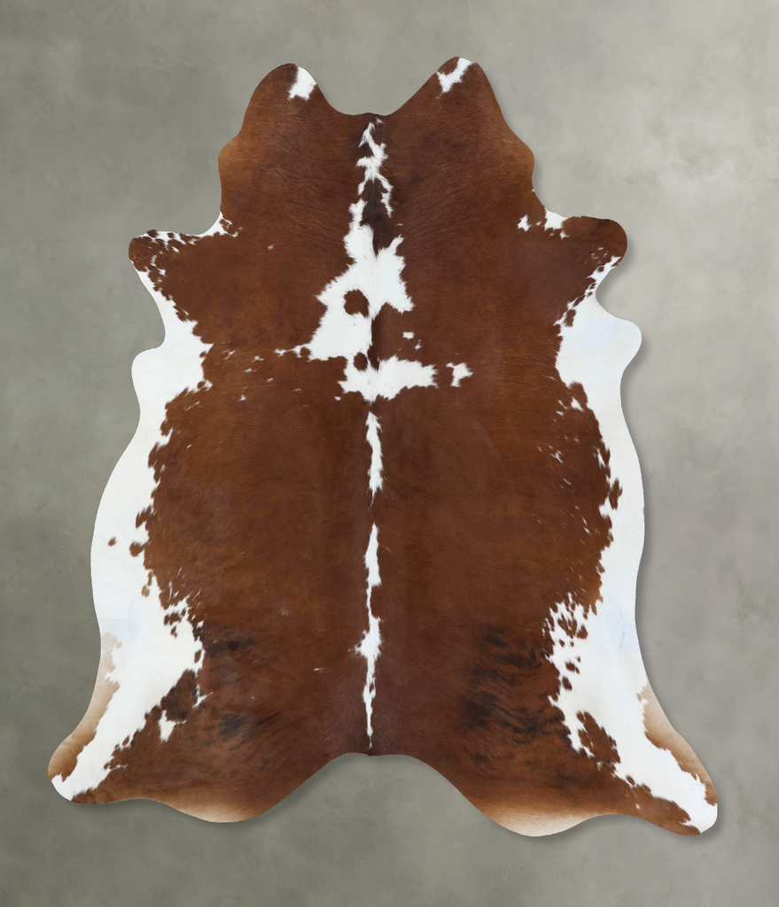 Brown and White Regular XX-Large Brazilian Cowhide Rug 7'4"H x 6'10"W #B18037 by Hudson Hides