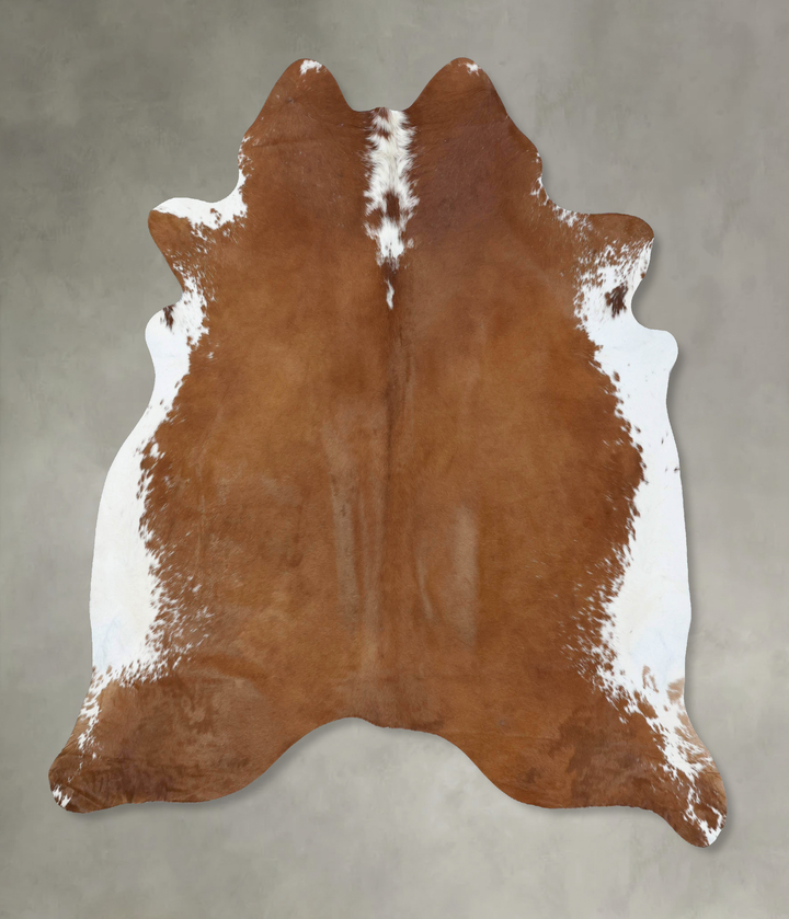 Brown and White Regular X-Large Brazilian Cowhide Rug 7'4"H x 6'9"W #B18045 by Hudson Hides