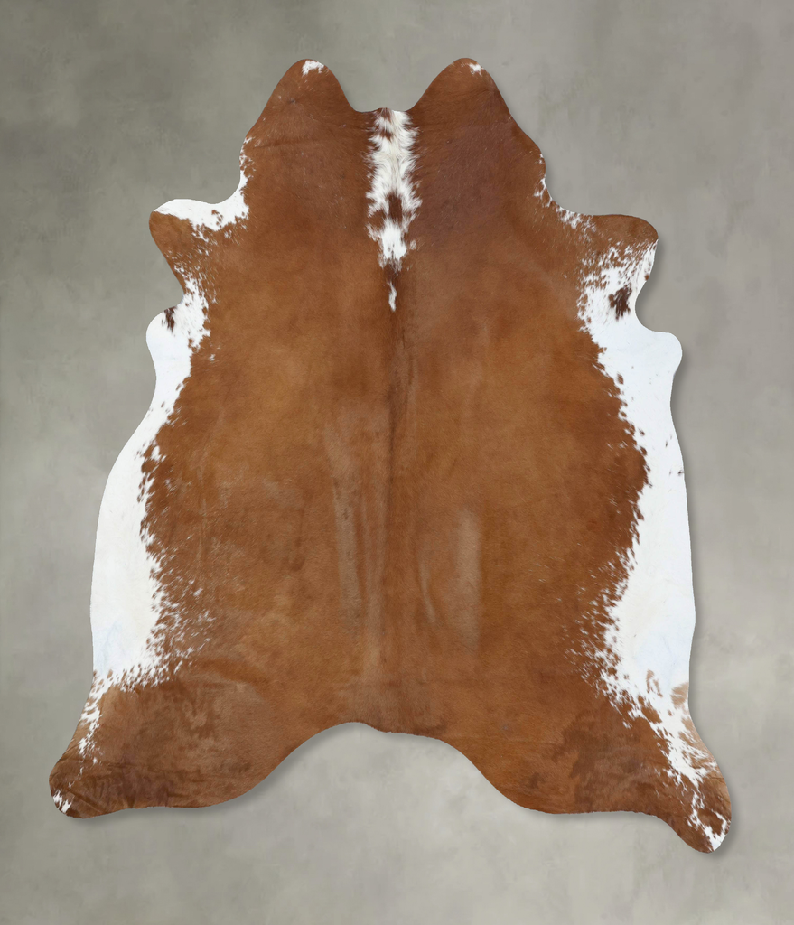 Brown and White Regular X-Large Brazilian Cowhide Rug 7'4"H x 6'9"W #B18045 by Hudson Hides