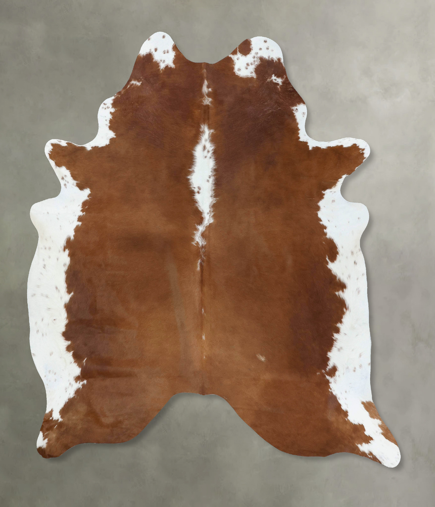 Brown and White Regular X-Large Brazilian Cowhide Rug 7'7"H x 6'2"W #B18049 by Hudson Hides