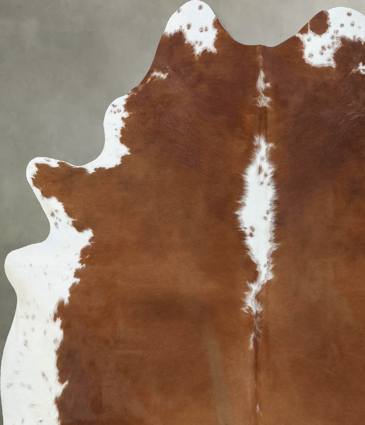 Brown and White Regular X-Large Brazilian Cowhide Rug 7'7"H x 6'2"W #B18049 by Hudson Hides