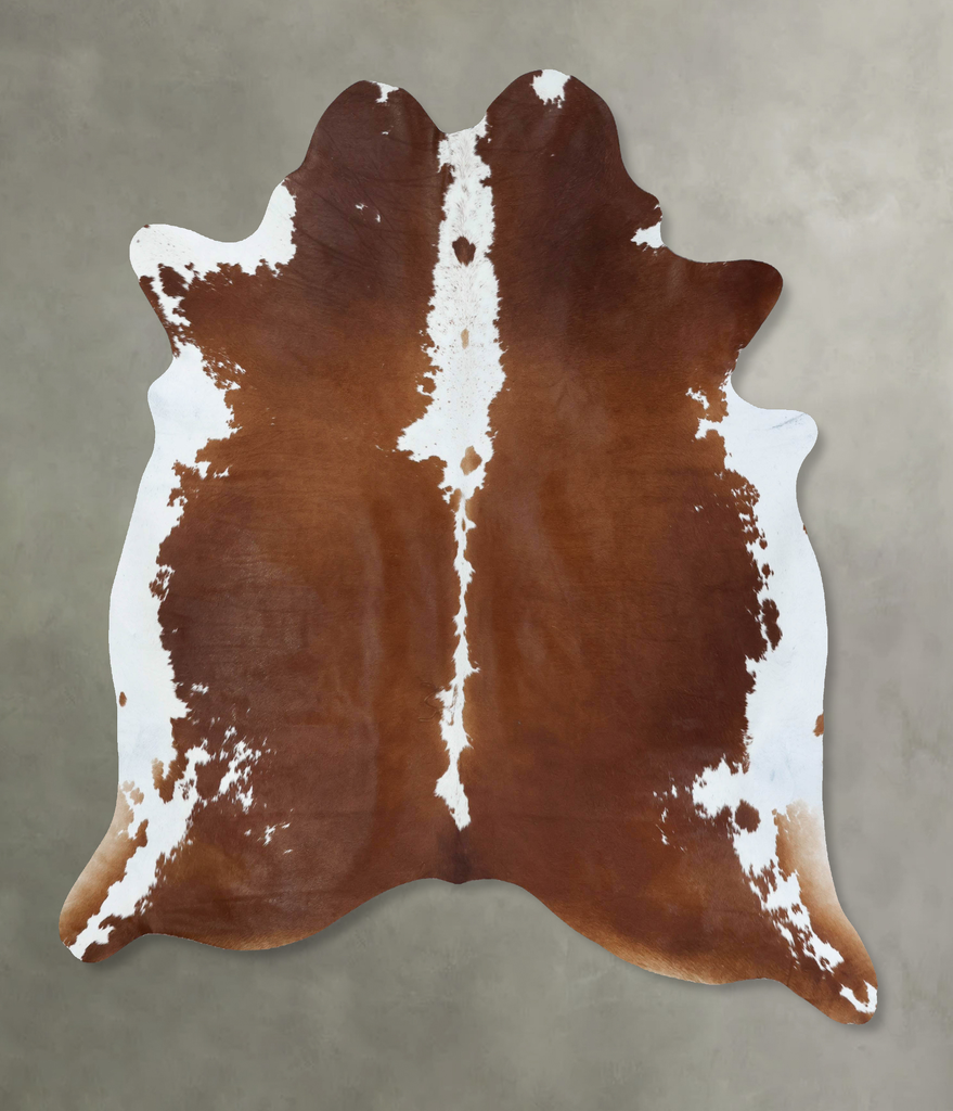 Brown and White Regular XX-Large Brazilian Cowhide Rug 8'0"H x 6'8"W #B18051 by Hudson Hides