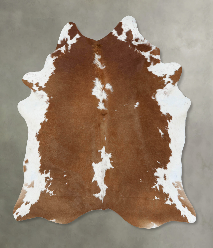 Brown and White Regular X-Large Brazilian Cowhide Rug 7'8"H x 6'5"W #B18061 by Hudson Hides