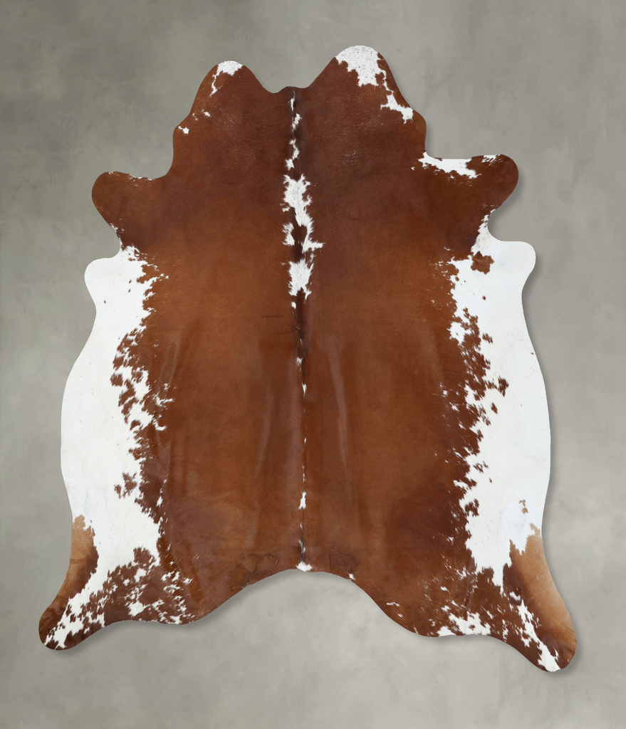 Brown and White Regular XX-Large Brazilian Cowhide Rug 8'0"H x 7'1"W #B18071 by Hudson Hides