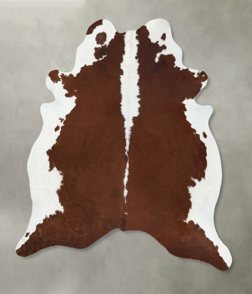 Brown and White Regular XX-Large Brazilian Cowhide Rug 8'1"H x 6'10"W #B18072 by Hudson Hides