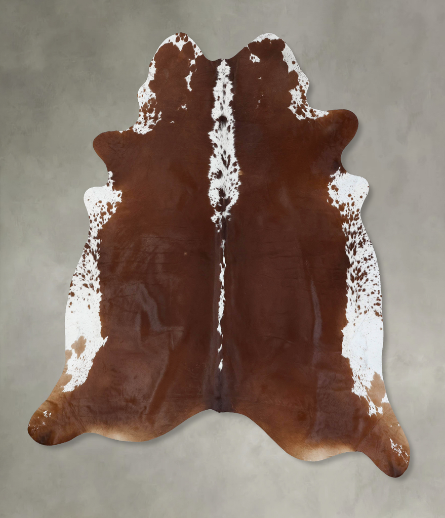 Brown and White Regular XX-Large Brazilian Cowhide Rug 8'0"H x 7'5"W #B18085 by Hudson Hides
