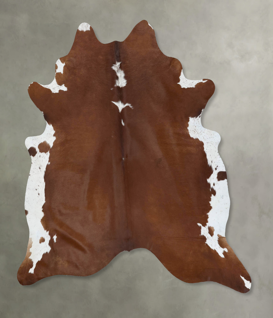 Brown and White Regular X-Large Brazilian Cowhide Rug 7'4"H x 6'8"W #B18086 by Hudson Hides