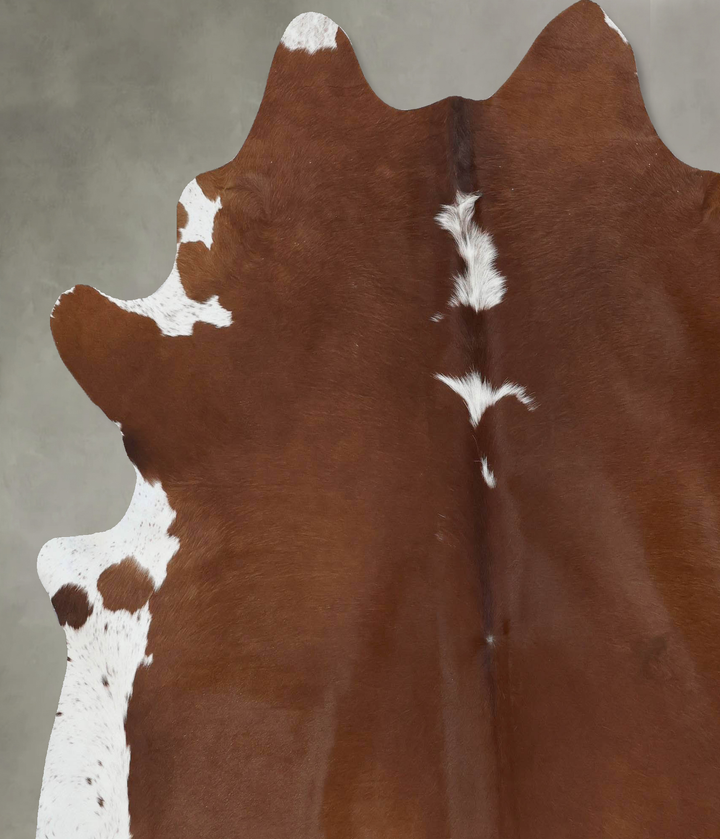 Brown and White Regular X-Large Brazilian Cowhide Rug 7'4"H x 6'8"W #B18086 by Hudson Hides