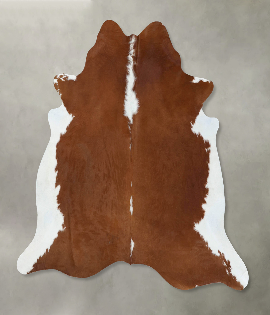 Brown and White Regular X-Large Brazilian Cowhide Rug 7'1"H x 7'1"W #B18088 by Hudson Hides