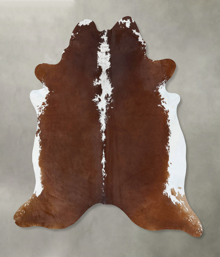 Brown and White Regular XX-Large Brazilian Cowhide Rug 7'8"H x 6'11"W #B18089 by Hudson Hides