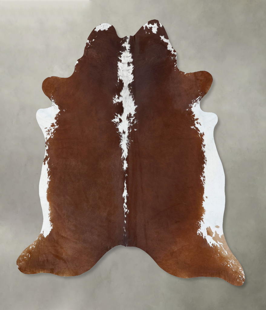 Brown and White Regular XX-Large Brazilian Cowhide Rug 7'8"H x 6'11"W #B18089 by Hudson Hides