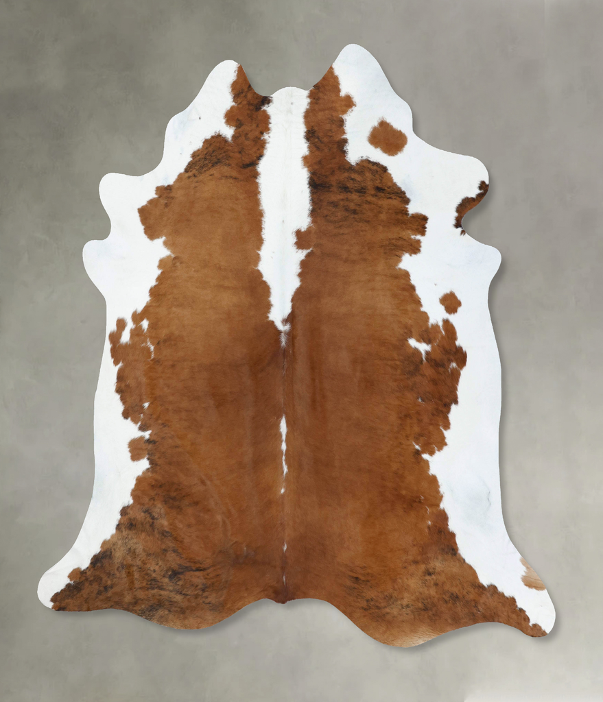 Brown and White Regular XX-Large Brazilian Cowhide Rug 8'1"H x 7'9"W #B18093 by Hudson Hides