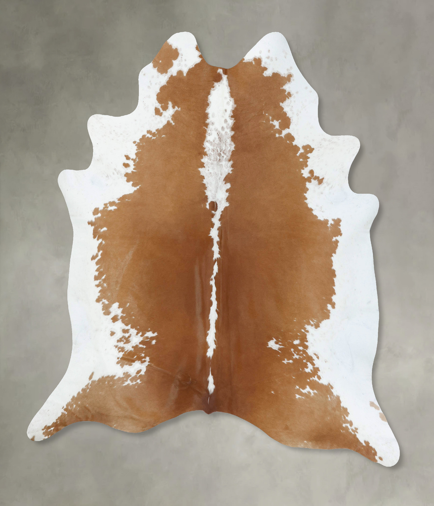 Beige and White XX-Large Brazilian Cowhide Rug 7'10"H x 7'4"W #B18126 by Hudson Hides